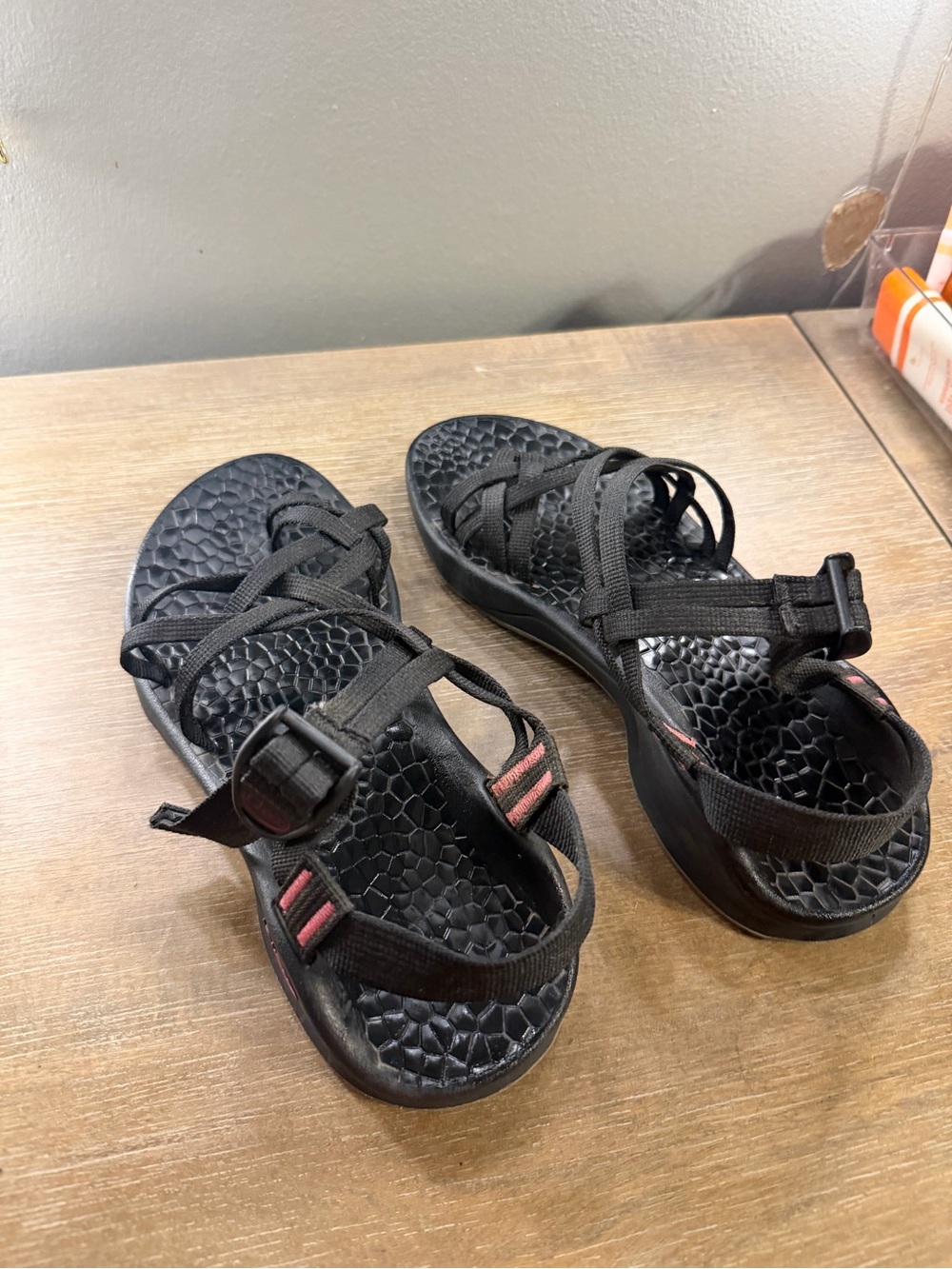 Chaco Black Sandals with Pink Accent Straps